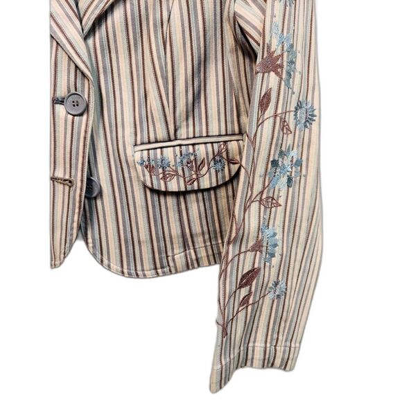 Jones Wear Jeans Blazer Jacket Striped Tailored Button-Up Size 4 Cotton/Spandex - Picture 2 of 4